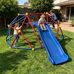 Dôme d'escalade de 2,4 m avec toboggan, structure de jeu en métal résistante aux intempéries pour les enfants, idéal pour le jardin - Product Image 2