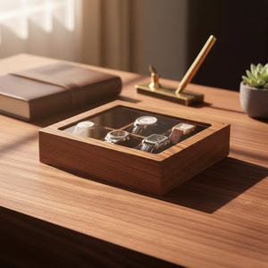 Organizador de relojes Joyero de madera <span class=keywords><strong>con</strong></span> tapa de plexiglás Estuche de exhibición grabado <span class=keywords><strong>Caja</strong></span> de reloj Joyero <span class=keywords><strong>con</strong></span> <span class=keywords><strong>muchos</strong></span> <span class=keywords><strong>compartimentos</strong></span> - Product Image 4