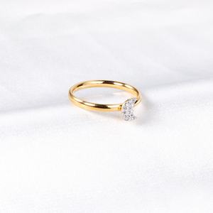 แหวนสแตนเลสสตีลชุบทอง 18K ประดับเพชร ดีไซน์รูปพระจันทร์ สวยหรูสำหรับผู้หญิง - Product Image 1