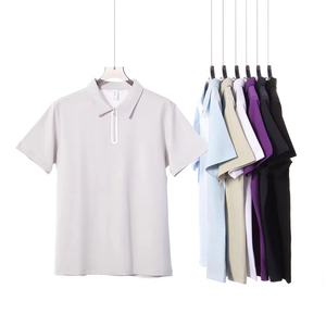 Camiseta Polo Ligera de Verano para Hombre, 220g, Sin Costuras, con Cierre de Media Cremallera, Estilo Japonés Minimalista, Informal, Personalizable por Fabricantes de Ropa - Product Image 1