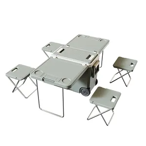 Scatola di raffreddamento personalizzata tavolo 32l Coolerbox scatola di raffreddamento per ghiaccio di pesce scatola di raffreddamento esterna portatile con tavolo e sedia