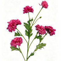 6 têtes de fleurs artificielles en soie PU, Dahlia et Chrysanthème, style floral printanier, pour décoration intérieure, salon, table à manger, mariage