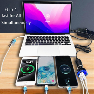 Cargador de coche 6 en 1 <span class=keywords><strong>Multi</strong></span> <span class=keywords><strong>Port</strong></span> USB C Full PD 30W con pantalla de voltaje Adaptador de carga súper rápida para iPhone MacBook Samsung Nuevo - Product Image 3