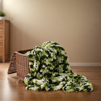Couverture cadeau tricotée au crochet en fil chenille 100% acrylique teint, vert doux, chaude et super confortable pour la maison, le lit, le canapé