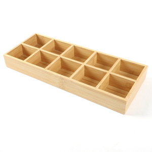 Boîte à bijoux simple à un seul niveau, boîte à bijoux multi-compartiments, boîte de rangement à dix compartiments en bande de bambou - Product Image 1