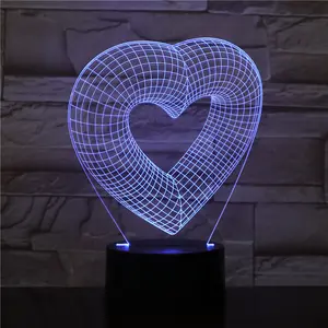 Romantic love design 3d led visualled gift lamp wife and girl friend Valentine's Day gift set 7colors led night light for gift