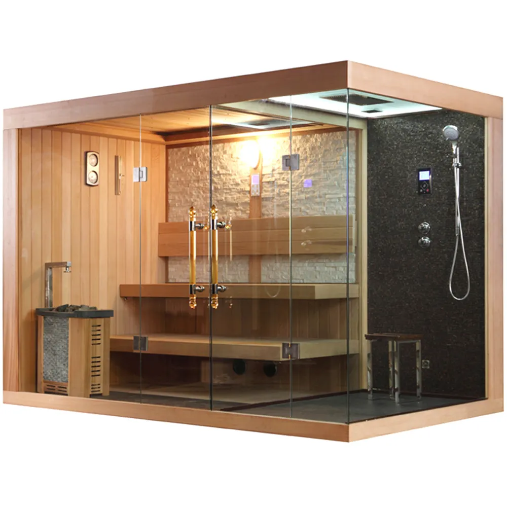 Cabine d'intérieure moderne et personnalisée, pour 4 personnes, grande douche à l'ozone, sauna sec