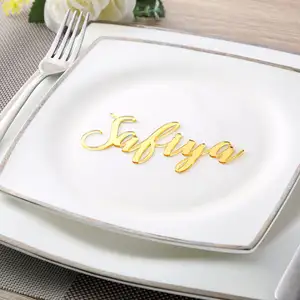 Custom Mirror Acrylic Alphabet Letters Wedding Acrylic Place Cards Name Tag Settings Guest Names Escort Cards