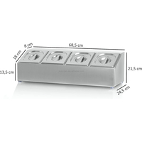 Organisateur de condiments en acier inoxydable pour table, support de rangement commercial pour assaisonnements de cuisine, idéal pour la restauration et la préparation alimentaire