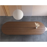 Établi nordique ovale en bois massif, réunion créative, longue table de négociation, table de bureau simple et moderne