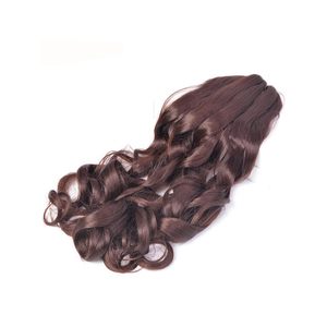 <span class=keywords><strong>Trenzas</strong></span> rizadas francesas de color marrón oscuro de 22 pulgadas, extensiones de cabello de ganchillo ondulado suelto preestirado, <span class=keywords><strong>trenzas</strong></span> sintéticas de caja Bohemia - Product Image 2