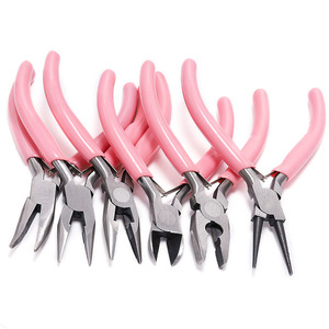 <b>Pink</b> Jewelry Making Pliers <b>Set</b> Mini Needle Nose Curved Diagonal Cutting <b>Tools</b> For DIY Craft Projects - Product Image 1