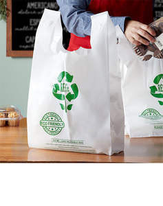 Bolsa de Camiseta Personalizada con Logotipo Estampado en Caliente, Bolsa de Plástico Reciclable en Embalaje de Cartón - Product Image 5