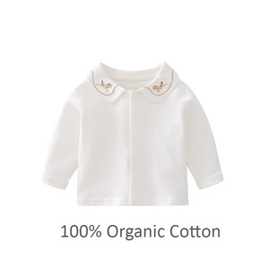 Nordeuropäische 100% Baumwollhemden für Babymädchen mit Kragen, Langen Ärmeln, Nahtlosen Rollkragen und Kleinkinderkleidung 2026 - Product Image 1