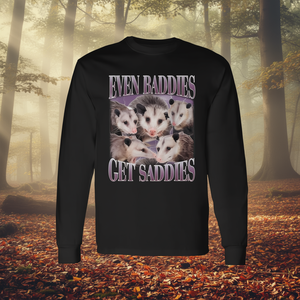 T-shirt à manches longues avec motif Possum des années 90, 'Even Baddies Get Saddies', Opossum, Produit promotionnel - Product Image 2