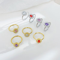 Populaire Nouveau 18k Plaqué Or Zircon En Acier Inoxydable Anneau Fleur Cercle Haute Qualité À La Mode Ins Exquis Bijoux Anneau