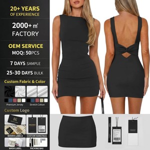 Robe mini moulante dos nu personnalisée, petite robe noire sexy avec détail nœud torsadé, tenue de soirée, fabricant de vêtements - Product Image 1