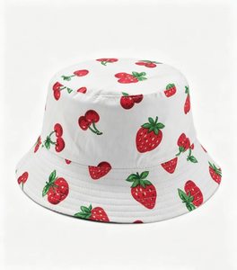 Chapeau Bob Imprimé Fraise Cerise pour Femme – Casquette de Pêcheur Estivale Anti-UV à Motif Fruité - Product Image 1