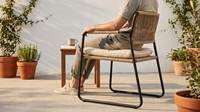 Chaise de jardin d'extérieur en tressage de corde au design moderne - Résistante aux intempéries et écologique