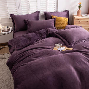 Winter Four-piece <strong>Fleece</strong>-lined <strong>Single</strong> Coral <strong>Fleece</strong> Style Gray Plush Double-sided <strong>Fleece</strong> <strong>Duvet</strong> <strong>Cover</strong> - Product Image 2