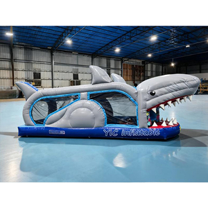 Cá Mập Inflatable <span class=keywords><strong>Thomas</strong></span> Train Máy Thổi Khí Nhà Bị Trả Lại Mini Chạy 8M Unisex Biểu Tượng Tùy Chỉnh In Lâu Đài Nhà Slide Túi Đóng Gói - Product Image 1