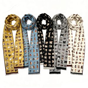 Écharpes tricotées à motifs mignons, longues, isolantes thermiquement, pour femmes, chaudes pour l'hiver, gris, bleu, jaune, noir, kaki - Product Image 1
