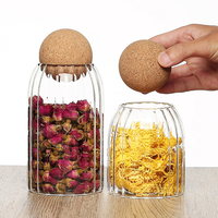 Pot à bonbons avec couvercle en liège, ensemble de pots à biscuits, pots en verre réutilisables de qualité alimentaire pour épices, pot en verre de haute performance pour le rangement en cuisine