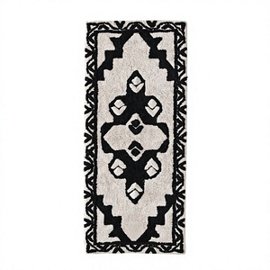 Hermosas alfombras de baño de corredor de algodón de Venta caliente, alfombra de baño antideslizante, alfombra de baño absorbente, alfombras de suelo azul y blanco, lavables a máquina - Product Image 1