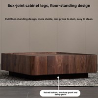 Table basse en bois massif de style moderne, table d'appoint carrée minimaliste avec rangement, noyer noir d'Amérique du Nord, meubles de maison
