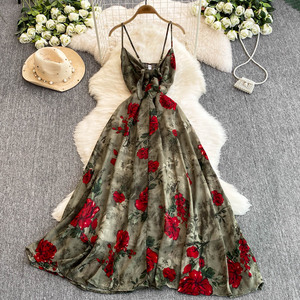 精品批发2026夏季新款时尚气质碎花减龄中长款修身女连衣裙 - Product Image 4