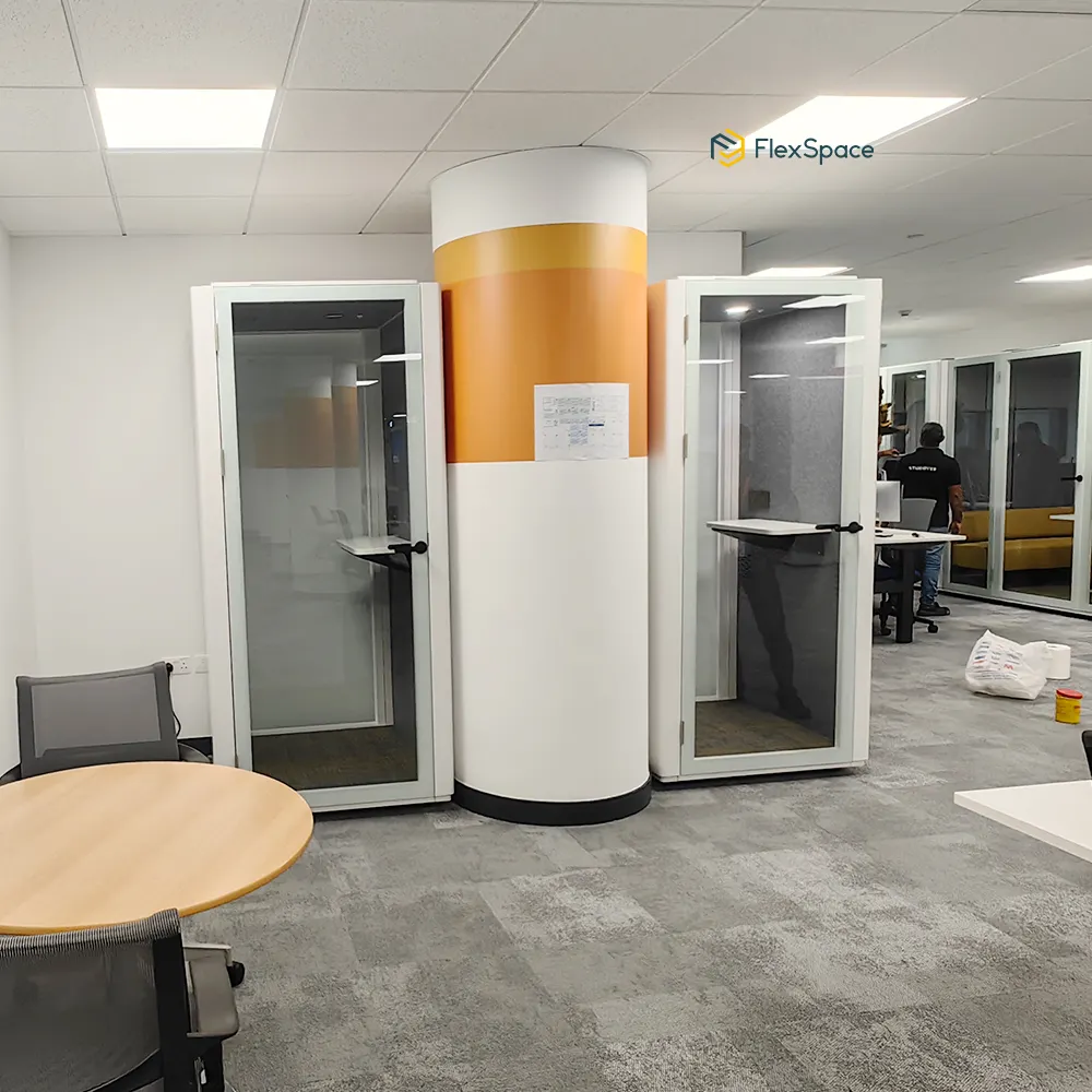 Flexspace 2024 nuevo diseño moderno de aluminio naranja secreto acústico silencio enfoque sala de reuniones de oficina insonorizada