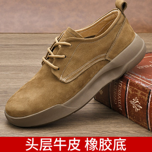 Chaussures bateau rétro en cuir pour hommes, bout rond, doublure en cuir véritable, semelle extérieure en caoutchouc, semelle intermédiaire en EVA, confort, style toutes saisons - Product Image 5