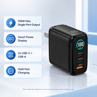 Pengisi Daya Cepat GaN 100W dengan Tiga Port, Adaptor Daya PD PPS untuk Laptop, Ponsel, Tablet, dan Penggunaan saat Bepergian