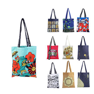 Bolsa de Compras de Lona Personalizada de Alta Calidad Estilo Ins de Gahumi, Diseño de Bolsa con Patrón de Dibujos Animados en Tela Natural - Product Image 5