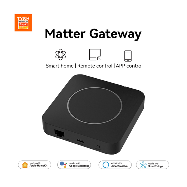TYSH Tuya Matter Thread Zigbee Ethernet Gateway Hub Smart Home Supports Zigbee 3.0 Compatible Alexa Hotel Use POE
