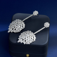HIBRIDE Pendientes Largos de Moda con Circonita Cúbica Transparente en Forma de Gota de Agua, Estilo Brasileño, para Mujer, Brincos, Bijoux, Regalo, E-246