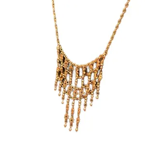 Collar de joyería de moda de cadena floral de estilo vintage de oro de 18 quilates Chapado en plata 925