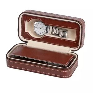 Caja de reloj de cuero con cremallera para mayores, joyero de alta calidad para el hogar, 2 bolsas de almacenamiento - Product Image 1