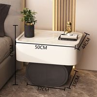 Table de chevet moderne de luxe pour chambre à coucher, avec structure en bois et plateau en cuir, directement de l'usine