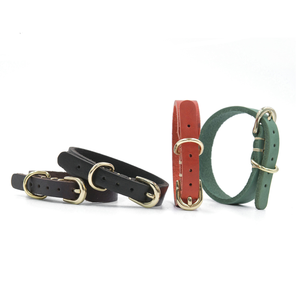 Correas y collares lisos de cuero de vaca para perros y gatos - Product Image 1