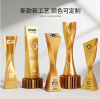 Nouveau design de trophée en résine personnalisable avec impression UV, récompense créative torsadée