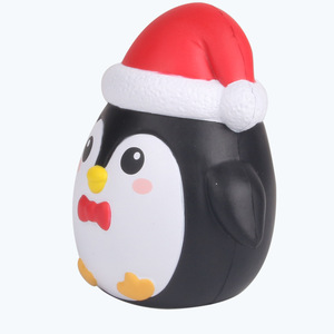 Christmas Penguin Figurine Plastic Molded Doll With Santa Hat Indoor Decor Slow <b>Rebound</b> Toy - Product Image 2