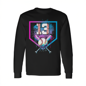 T-shirt à manches longues pour jeunes Baseball Drip 13th Birthday Home Plate - Product Image 2