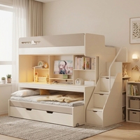 Lit mezzanine moderne pour enfants avec bureau, rangements et escalier – Lit superposé en bois pour gagner de la place dans la chambre