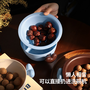 Youmi Home Double Layer Drain Basket Heart Shape Kitchen Fruit Storage Tray PP Material Hand Wash Only - Product Image 4