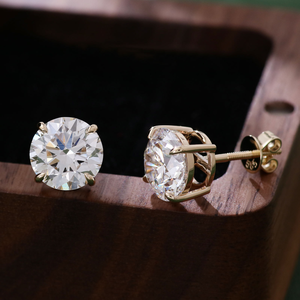 Pendientes de Diamantes de 1-4 Quilates con 4 Puntas, Pendientes de Diamantes de Oro de 14k, Pendientes de Diamantes Creados en Laboratorio, Pendientes Minimalistas para Uso Diario - Product Image 5