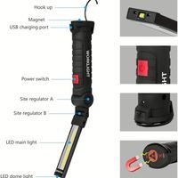 WOSEN Lampu Perawatan Genggam Lipat dengan Daya Hisap Magnetik COB DC USB Dapat Diisi Ulang ABS IP66 Senter LED Bengkel 5 Mode