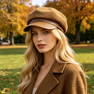 <span class=keywords><strong>Gorra</strong></span> Newsboy Octogonal a Rayas Estilo Británico Retro Francés Cuatro Estaciones para <span class=keywords><strong>Mujer</strong></span>, con Letras Elegantes que Estilizan el Rostro, Versátil para la Playa - Product Image 1