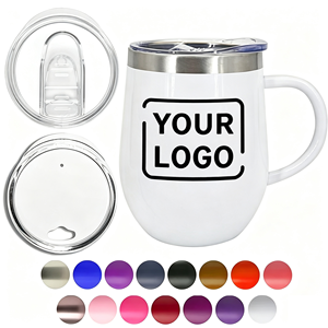 Mug à café personnalisé 12oz 360ml, mugs en forme d'œuf avec poignée, thermos à café réutilisable, mug à café vierge pour impression par sublimation, avec couvercle - Product Image 1