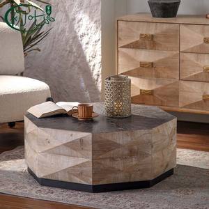 Wabi Sabi Solid Wood Coffee <b>Table</b> Natural Color Handmade Octagonal <b>Low</b> Round <b>Table</b> For Living Room Guesthouse Hotel - Product Image 3